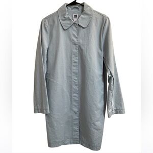 Gap Women’s Trench Coat, Light Blue, Size Medium, Button Closure, 4 Pockets